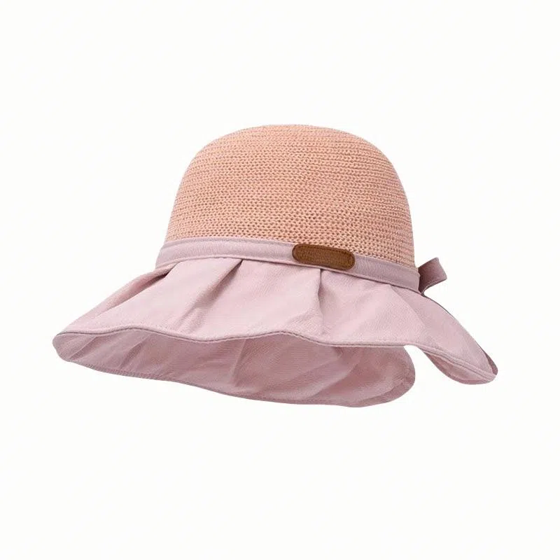 北极绒 韩版大帽檐透气防晒遮阳蝴蝶结显脸小百搭折叠 聚酯纤维 渔夫帽 男女同款情侣款