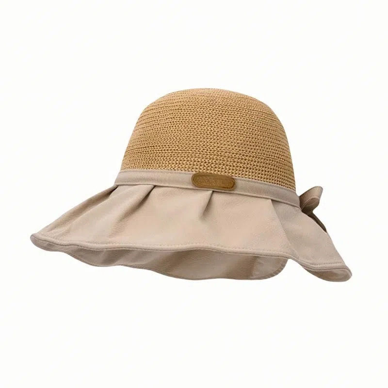 北极绒 韩版大帽檐透气防晒遮阳蝴蝶结显脸小百搭折叠 聚酯纤维 渔夫帽 男女同款情侣款