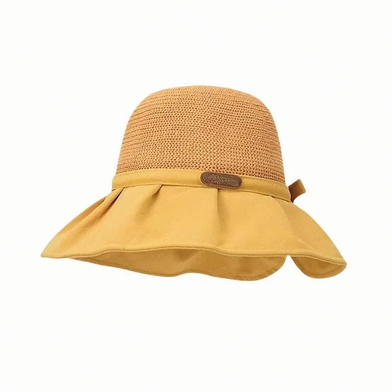 北极绒 韩版大帽檐透气防晒遮阳蝴蝶结显脸小百搭折叠 聚酯纤维 渔夫帽 男女同款情侣款