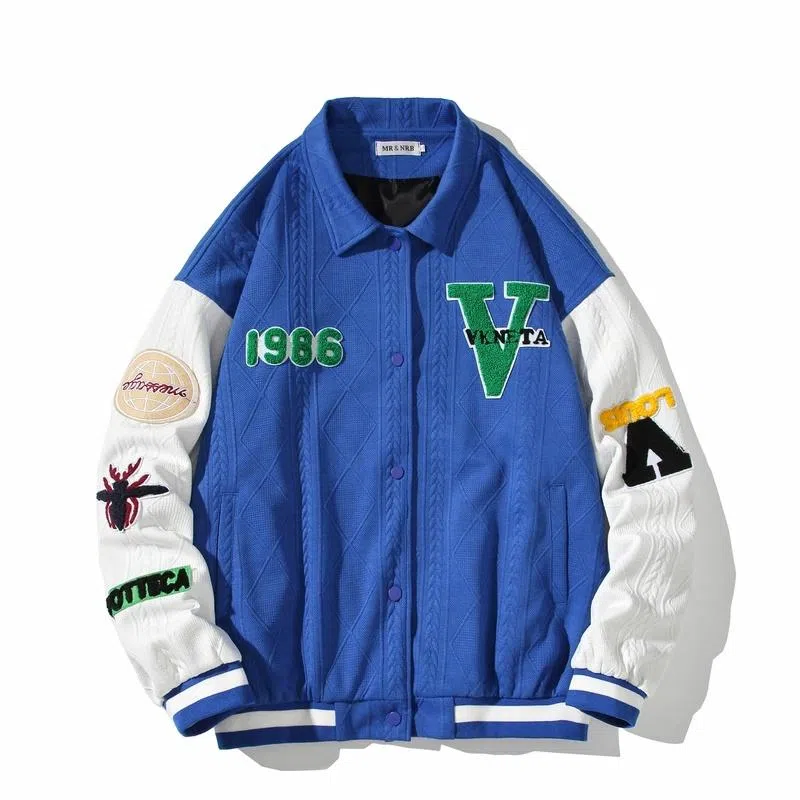 轻迎  大码日系拼接港风棒球服 男款
