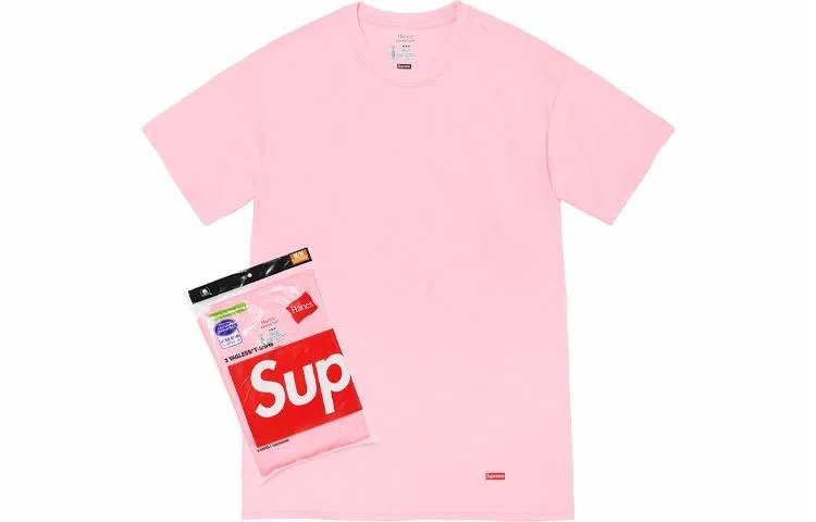 Supreme x Hanes Tagless Tees Pink
