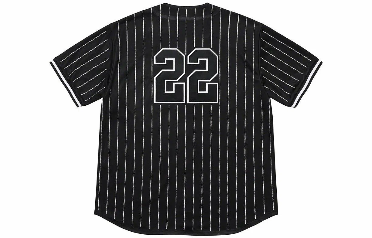 Supreme Rhinestone Stripe Baseball Jersey