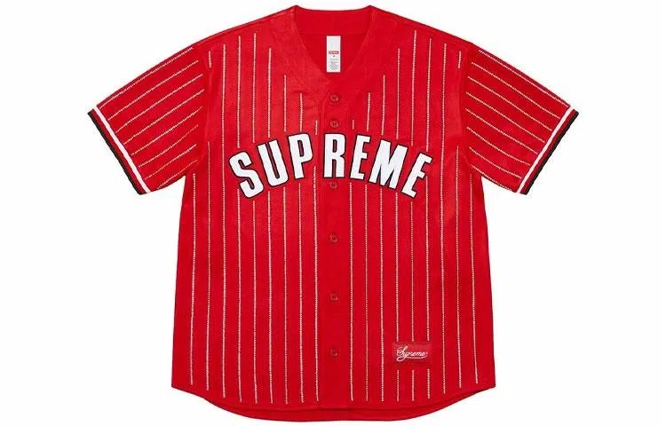 Supreme Rhinestone Stripe Baseball Jersey
