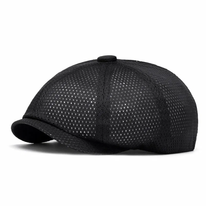 山一丸 夏季薄款透气网帽镂空户外防晒遮阳帽英伦八角帽 棉涤 贝雷帽 男女同款情侣款