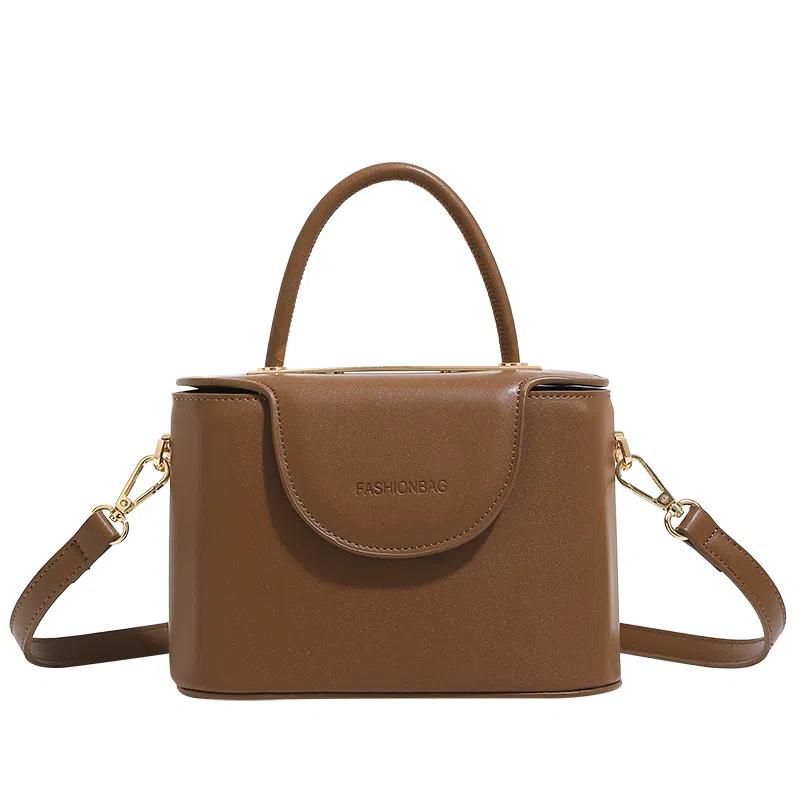 恒源祥 时尚百搭复古 超纤合成革 单肩手提包 女款 咖啡色