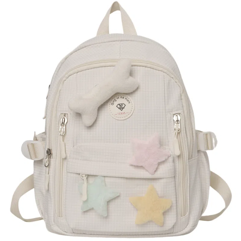 草丛喵喵喵 星星图案小众设计高级感可爱简约百搭 尼龙 双肩包 女款 多色