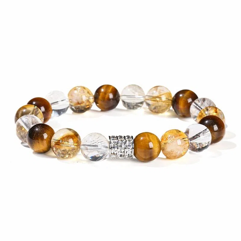 金戟 黄虎眼石 新中式国潮混串招财招福镶钻转运珠好运天然 黄水晶 手串 男女同款情侣款