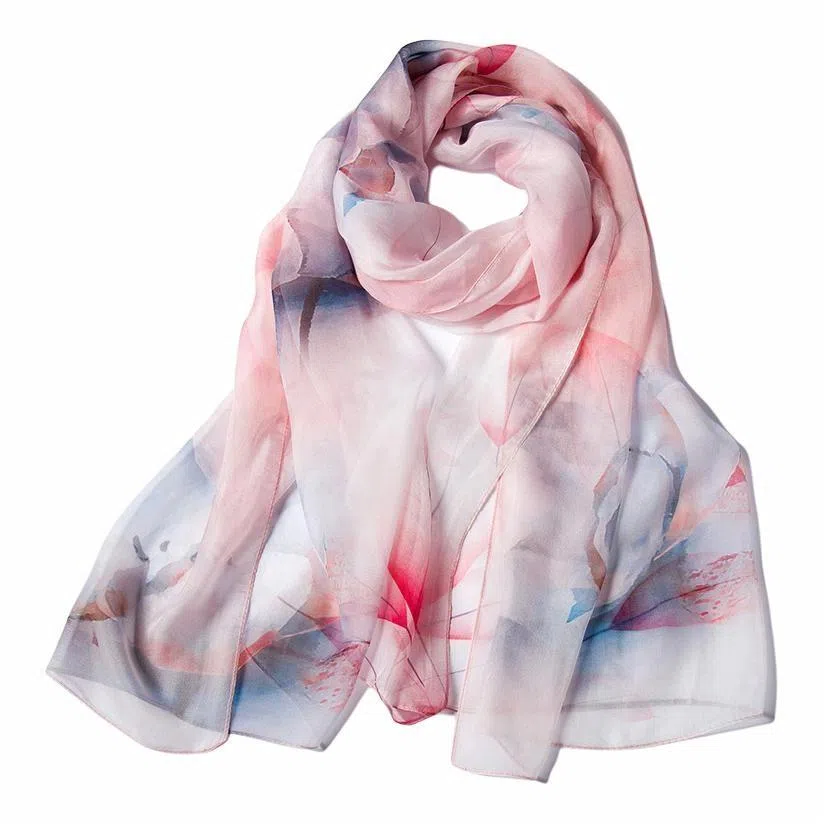 恒源祥 实用绑包数码喷绘 桑蚕丝 丝巾 女款