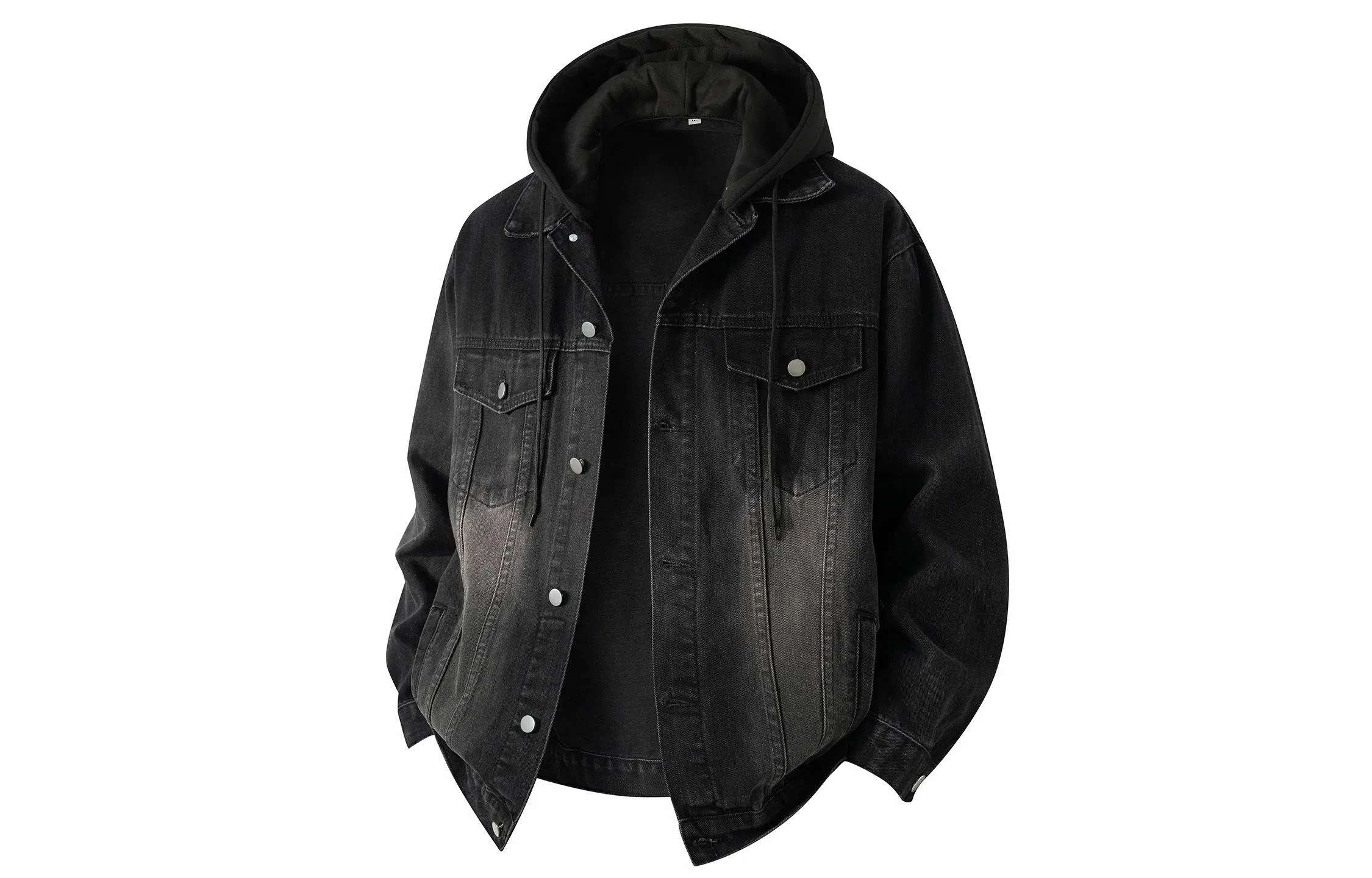 大卫贝肯 美式复古水洗做旧可脱卸连帽宽松百搭牛仔外套 男女同款