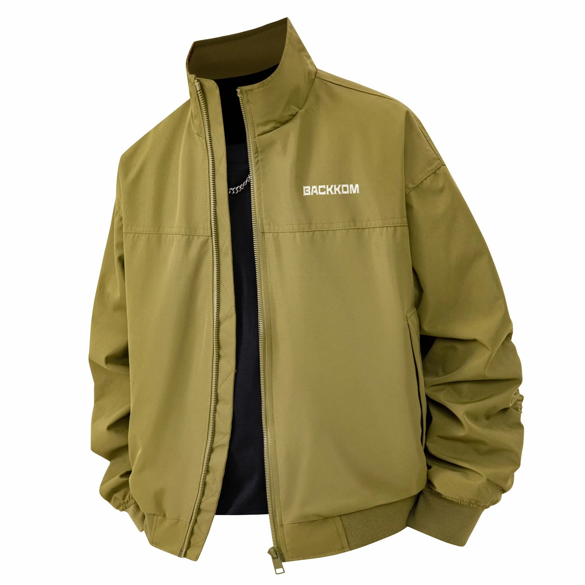 大卫贝肯 美式复古基础款纯色字母印花户外出行防风防水保暖宽松休闲百搭工装夹克 男女同款