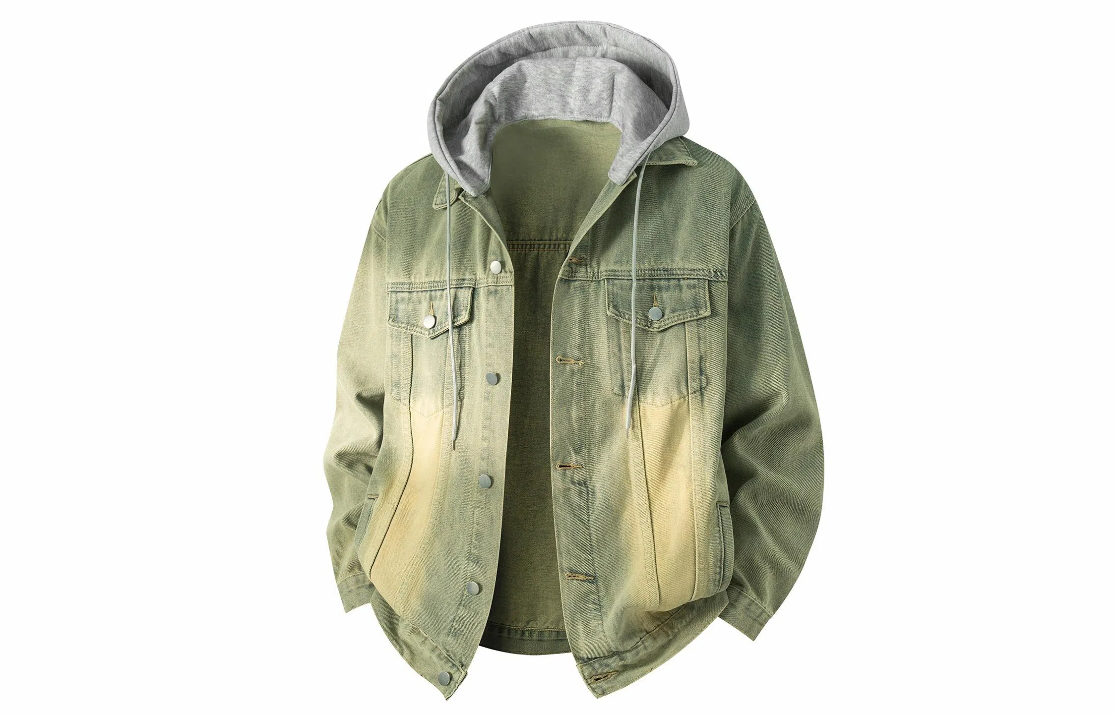 大卫贝肯 美式复古水洗做旧可脱卸连帽宽松百搭牛仔外套 男女同款