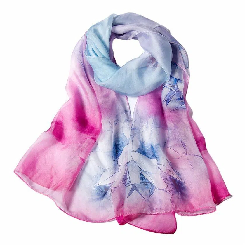 恒源祥 实用绑包数码喷绘 桑蚕丝 丝巾 女款