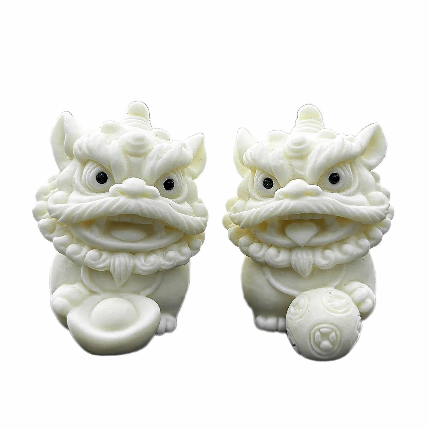 素于 国潮新中式高级感轻奢随手精雕萌宠招财进宝醒狮一对招财纳福吉祥如意心想事成文玩盘玩#好运再造 象牙果 手把件 男女同款情侣款