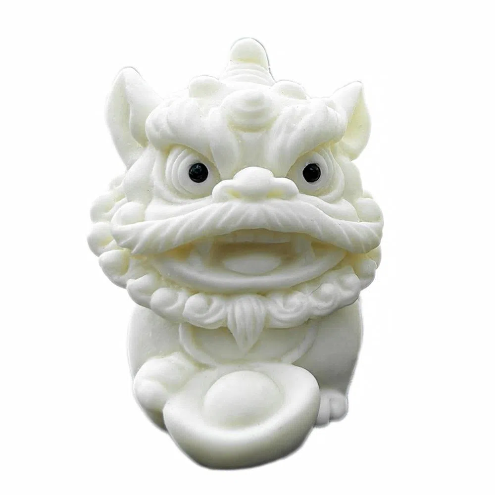 素于 国潮新中式高级感轻奢随手精雕萌宠招财进宝醒狮一对招财纳福吉祥如意心想事成文玩盘玩#好运再造 象牙果 手把件 男女同款情侣款