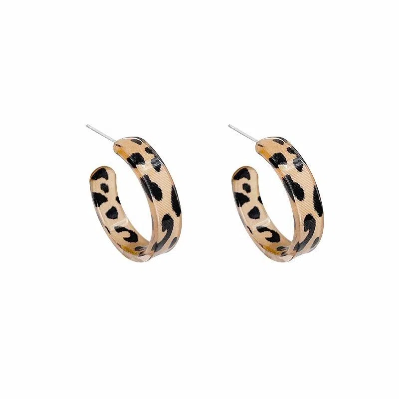 彤彤兔 个性气质豹纹 树脂 耳环 女款