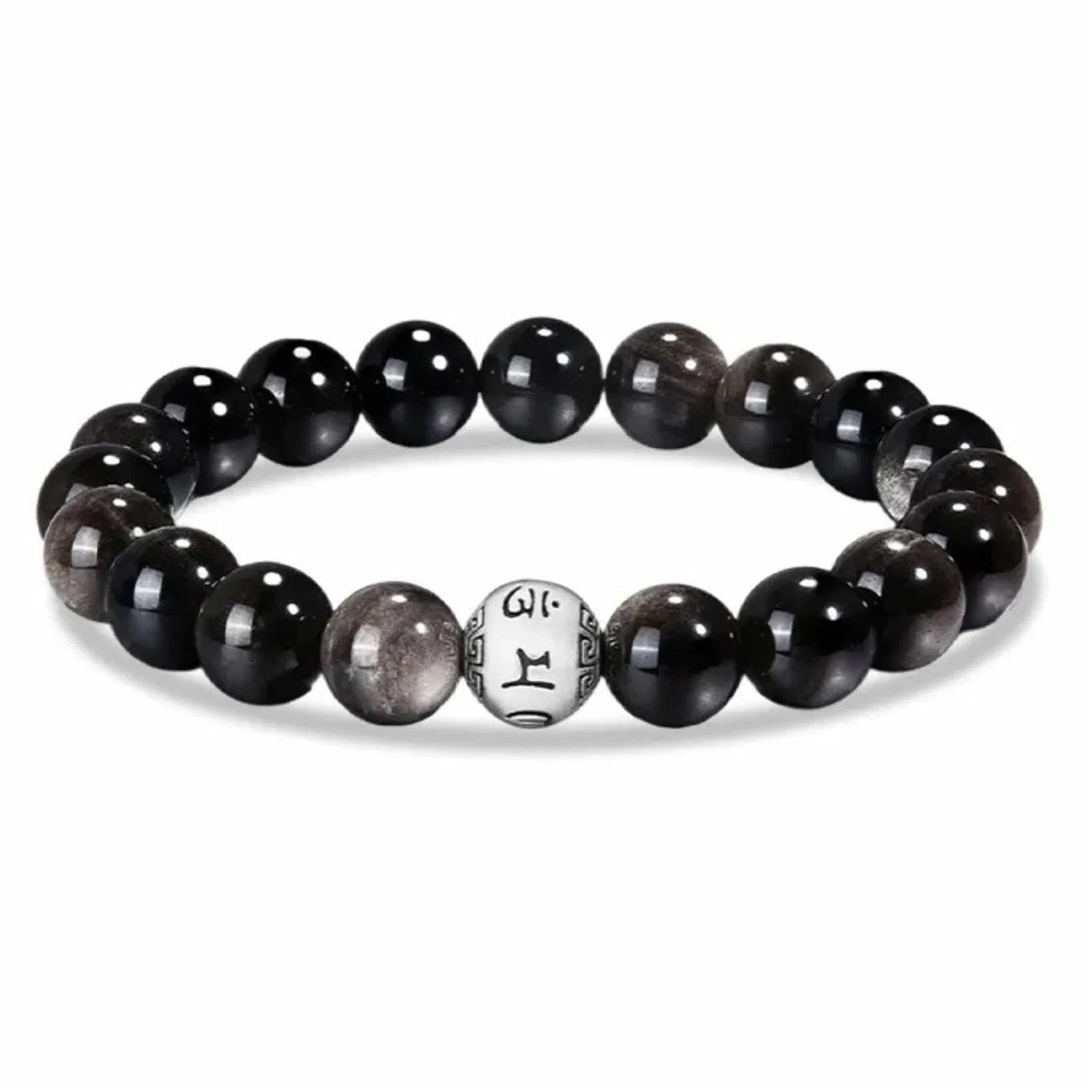 久爱 【好运箴言】六字真言新中式帅酷复古诸事顺利日常百搭时尚高级感#好运 黑曜石 玉石手串 男女同款情侣款