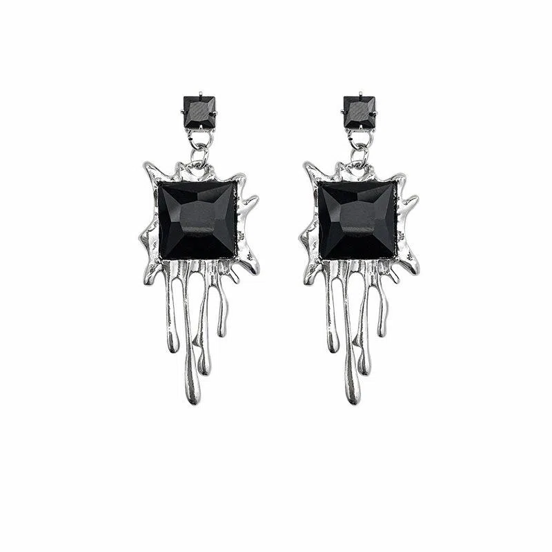 彤彤兔 方形融岩 合金 耳环 女款