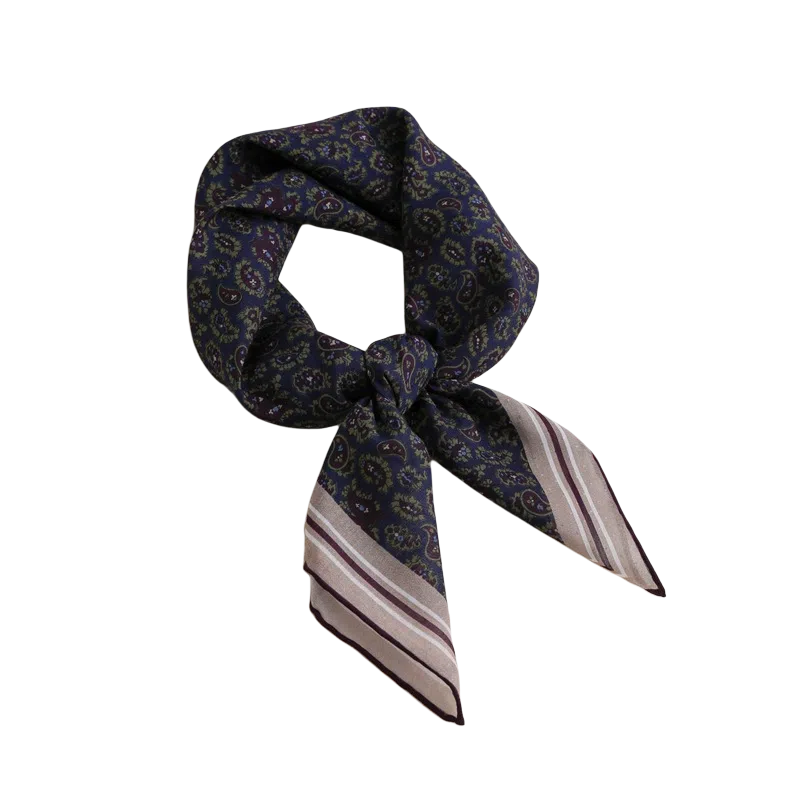 山一丸 五色腰果暗纹舒服丝棉中方巾亲肤柔软透气显品质手工边春秋  丝巾 女款