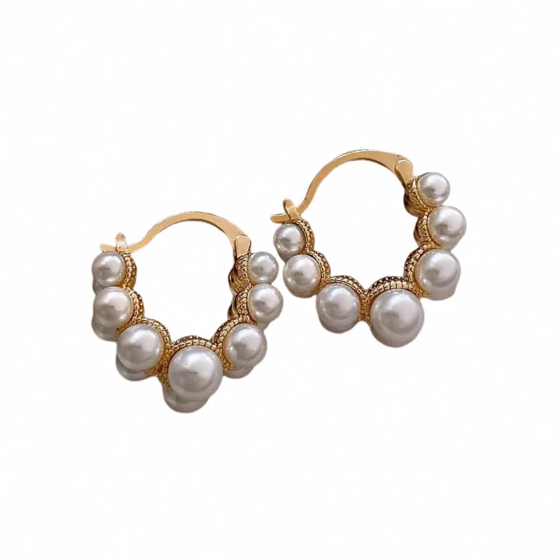 彤彤兔 复古独特双排珍珠圈圈 合金 耳环 女款