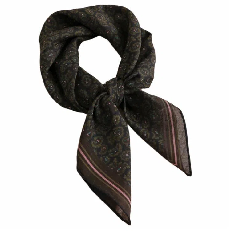 山一丸 五色腰果暗纹舒服丝棉中方巾亲肤柔软透气显品质手工边春秋  丝巾 女款