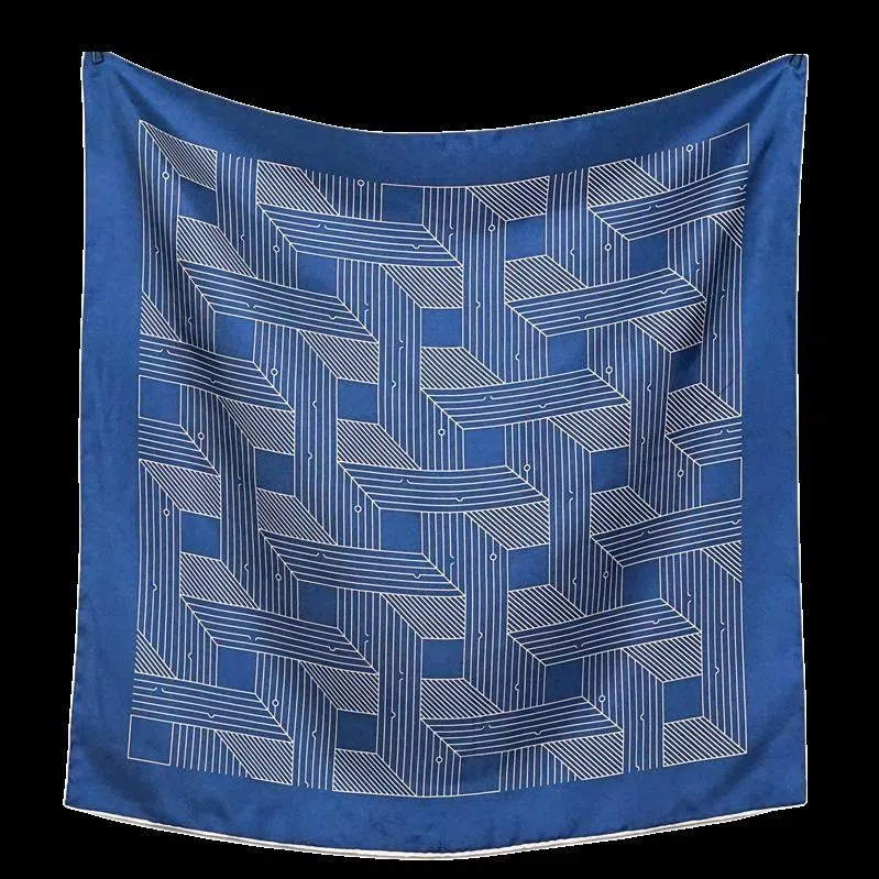 山一丸 桑蚕丝真丝立体清新职业条纹线条小领巾  丝巾 女款