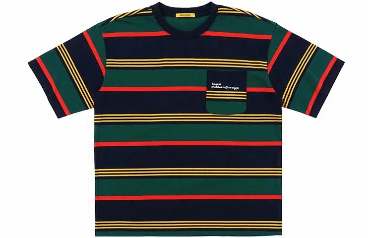 BENMYSHOWER Rainbow Stripe T-Shirt Navy