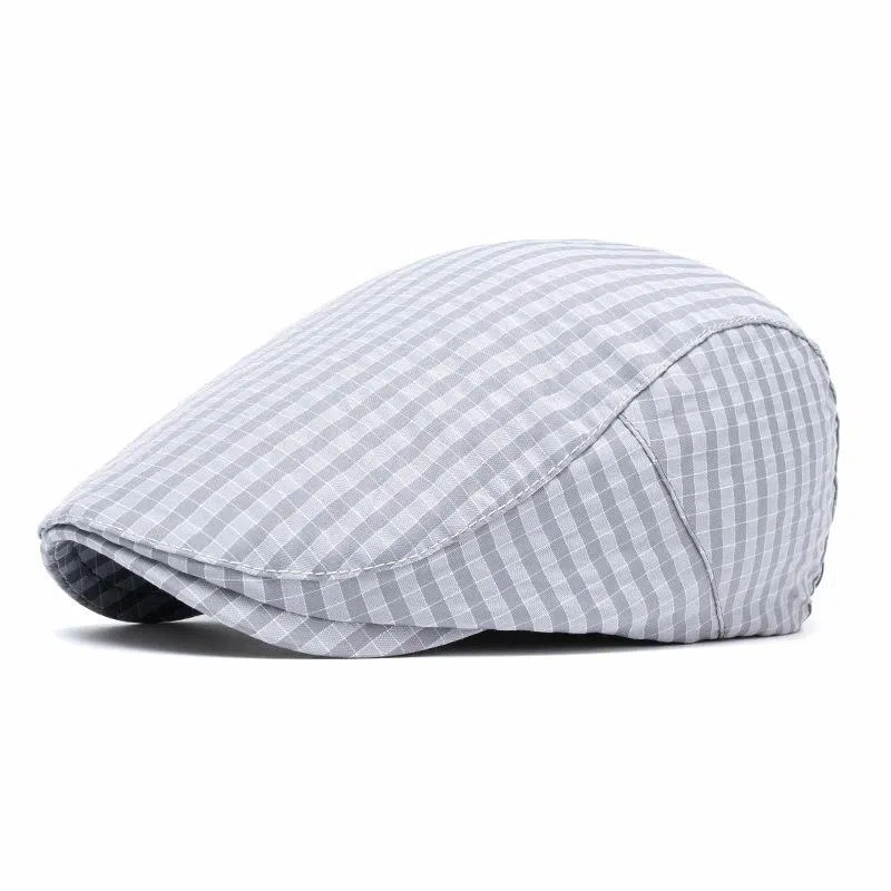山一丸 英伦复古小格子轻薄款春夏季前进帽户外遮阳 涤纶 贝雷帽 男女同款情侣款
