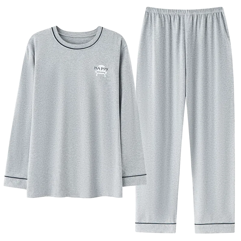 贴身领域 青少年圆领舒适透气可外穿睡衣套装 男款