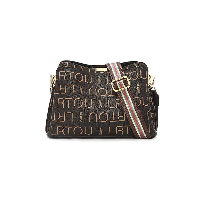 老人头 经典复古印花简约时尚休闲大气单肩包 合成革 斜挎包 常规 女款 咖色