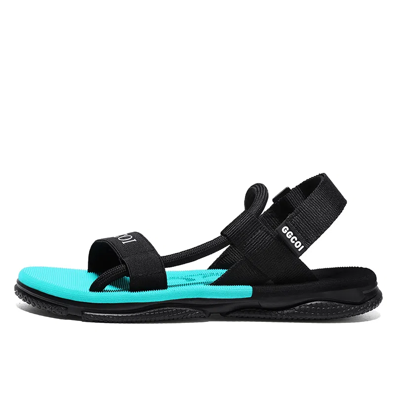 隆鹰 头层牛皮 简约百搭 软底轻盈个性 沙滩凉鞋 男款