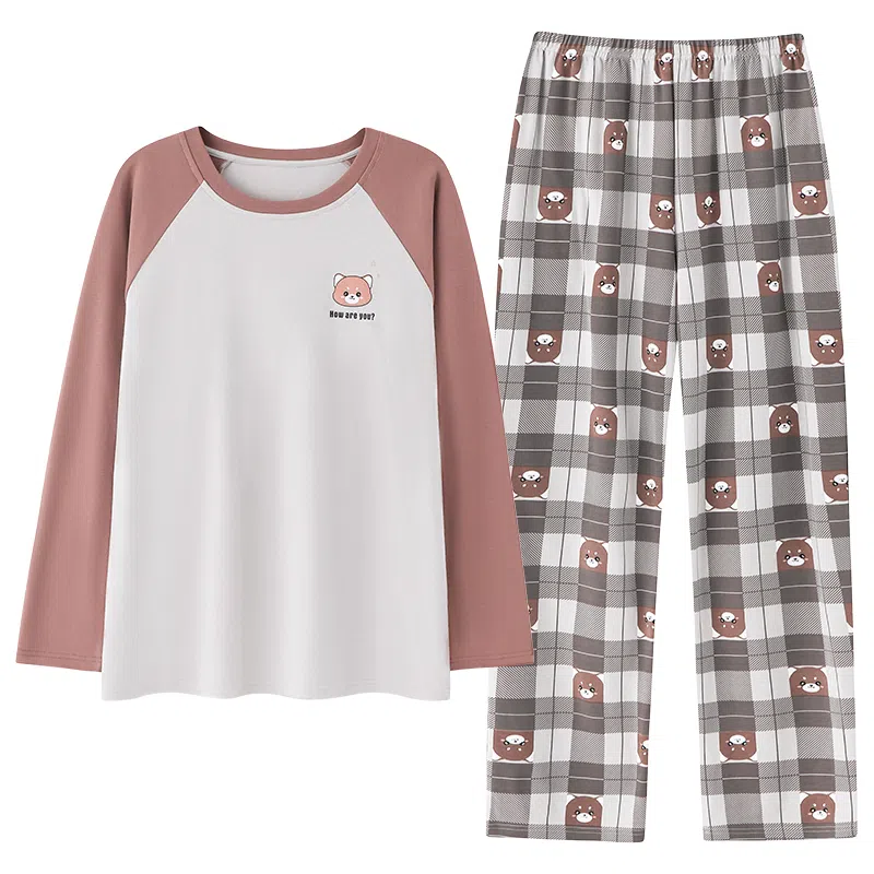 贴身领域 青少年圆领舒适透气可外穿睡衣套装 男款