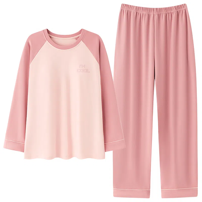 贴身领域 圆领甜美舒适透气可外穿柔软简约亲肤睡衣套装 女款