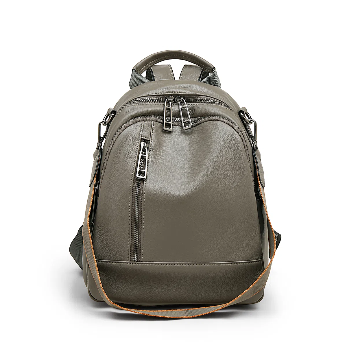 老人头 休闲百搭时尚简约轻便 头层牛皮 双肩包 女款 黑色/大象灰