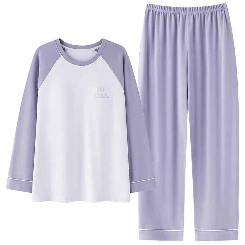 贴身领域 圆领甜美舒适透气可外穿柔软简约亲肤睡衣套装 女款