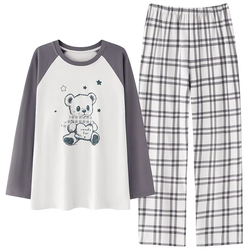 贴身领域 撞色圆领舒适透气可外穿简约亲肤睡衣套装 男款