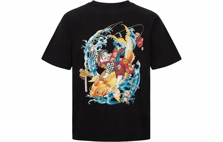 EVISU Logo Cartoon Print Crewneck T-Shirt