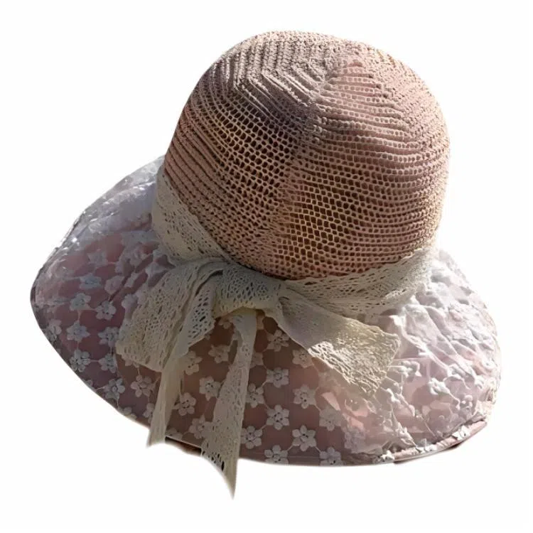 杨同学 【遮脸】春夏 大帽檐  蕾丝 聚酯纤维 防晒帽 女款