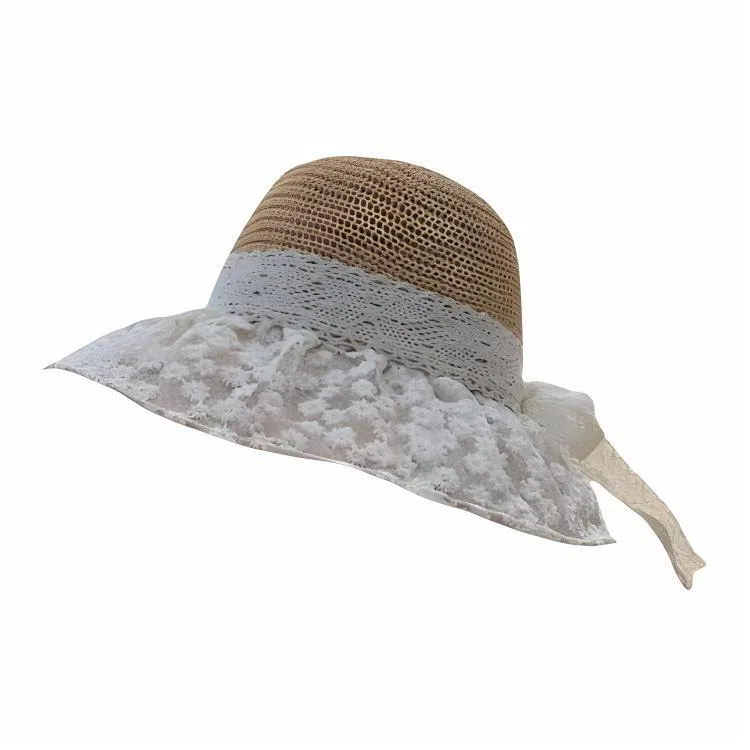 杨同学 【遮脸】春夏 大帽檐  蕾丝 聚酯纤维 防晒帽 女款
