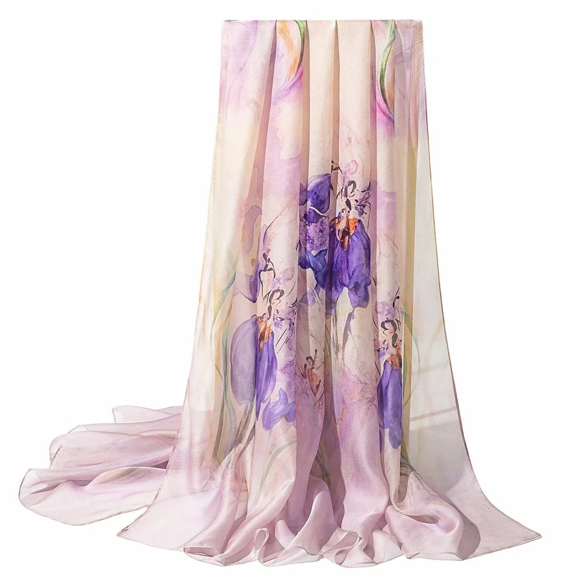 上海故事 春花秋果长巾时尚斜纹喷绘气质出游纱巾外搭大沙滩巾 桑蚕丝 丝巾 女款