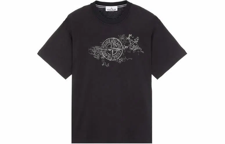Stone Island Logo Print T-Shirt Black