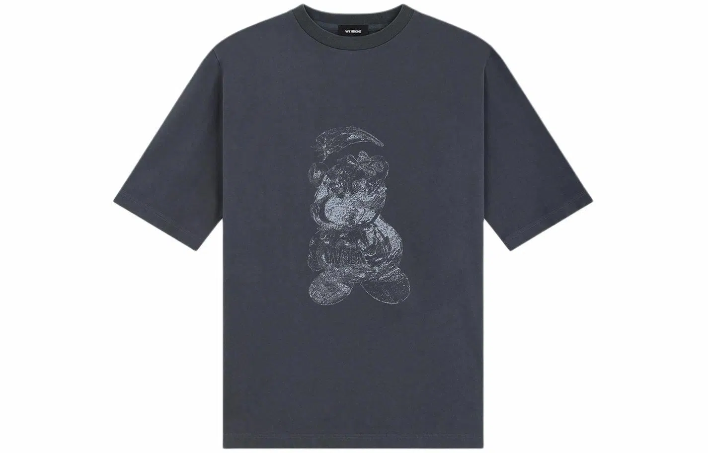 WE11DONE SS24 Printed Crewneck T-Shirt Charcoal Gray