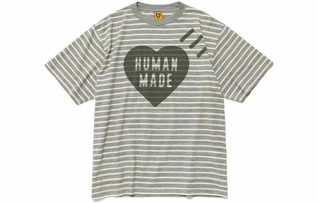 HUMAN MADE SS23 Striped Heart Logo T-Shirt