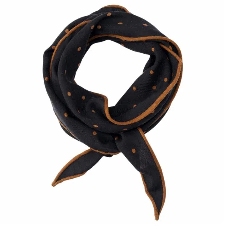 山一丸 春秋菱形巾真丝软糯波点小领巾 丝巾 女款