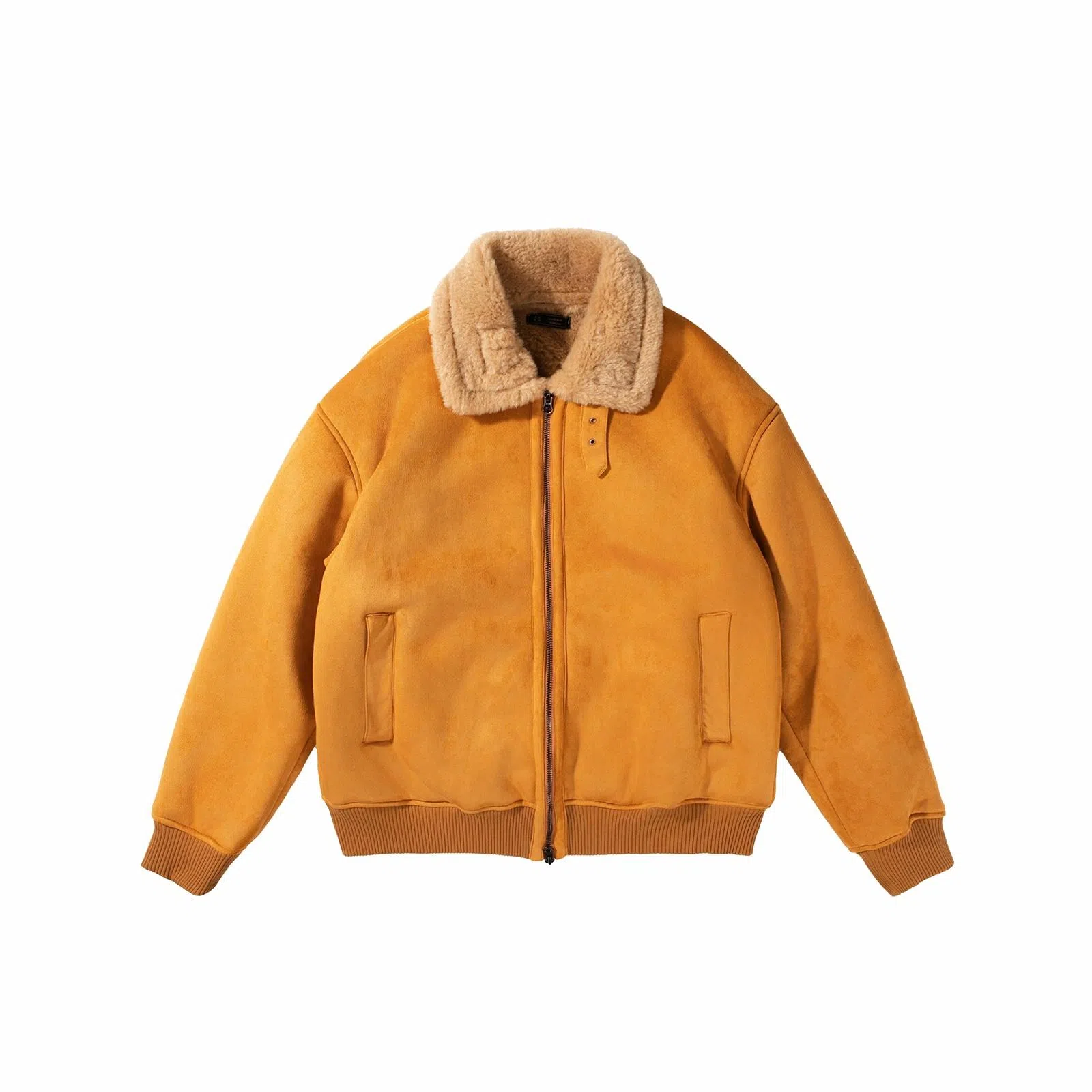 我是大卫 轻熟仿麂皮绒羊羔毛冬季美拉德复古加厚保暖过冬棉服外套潮夹克 男女同款 卡其色