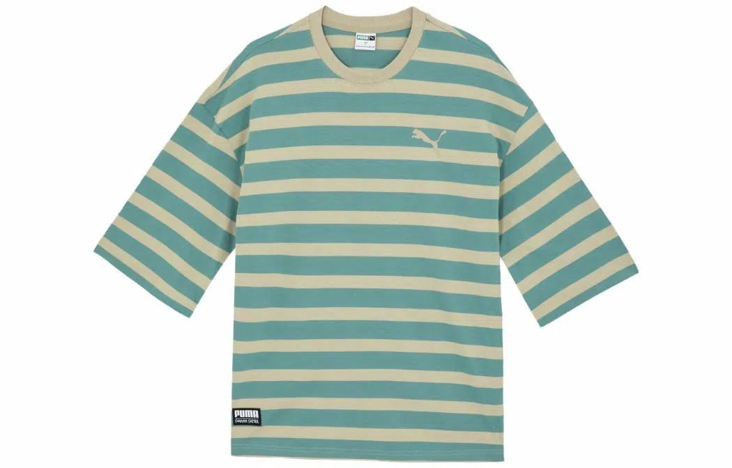 PUMA Striped Crewneck Tee Blue