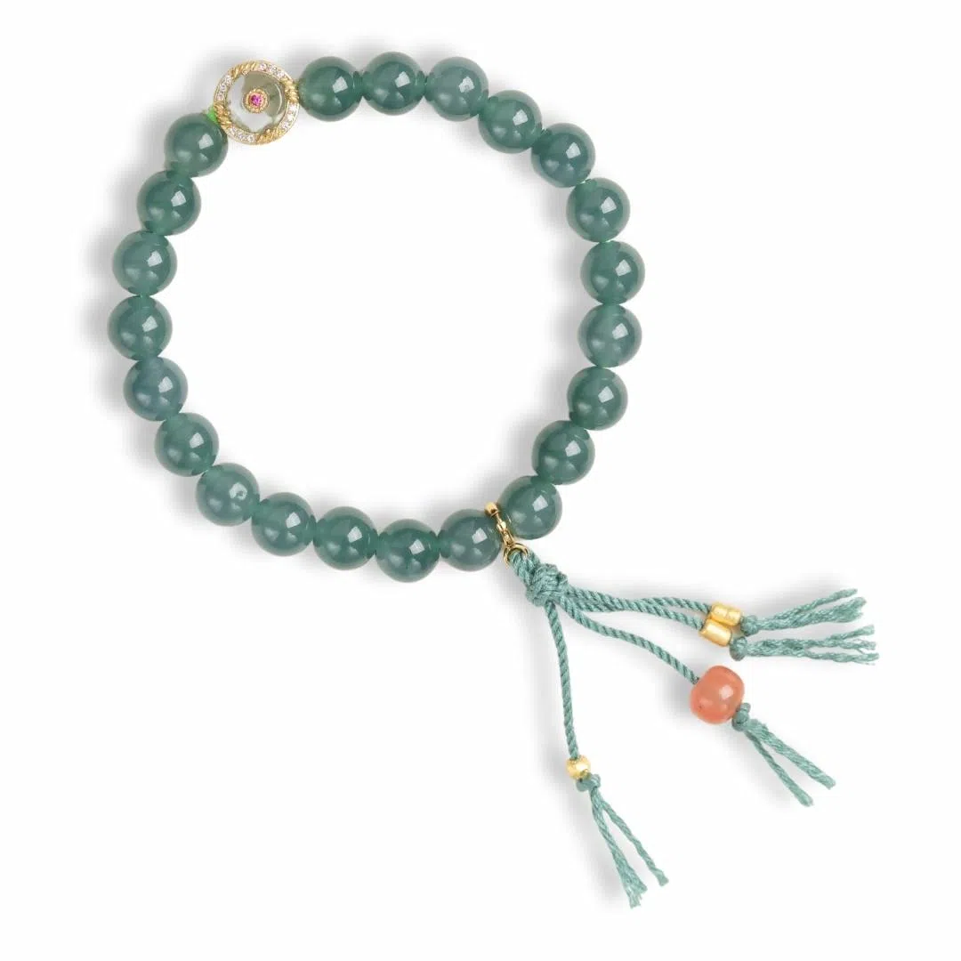 天台山 【天台山官方已祝福加持】天台山云烟绕小众高级感福气满满好运转运 糯种 翡翠手串 男女同款情侣款