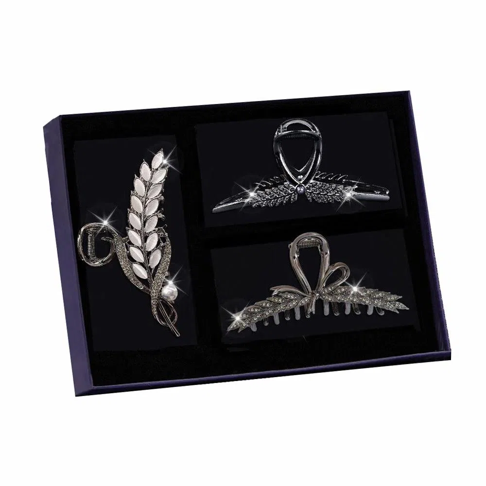 缔晶 个性轻奢时尚黑色抓夹套装 精致清新通勤风发饰礼盒 合金 发夹 女款