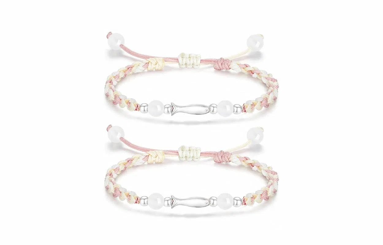 【纯银999 上岸锦鲤】 牧言 复古气质轻奢简约小众设计高级感 立体磨砂小银鱼年年有鱼编织绳手饰 好运 琉璃 手绳 男女同款情侣款