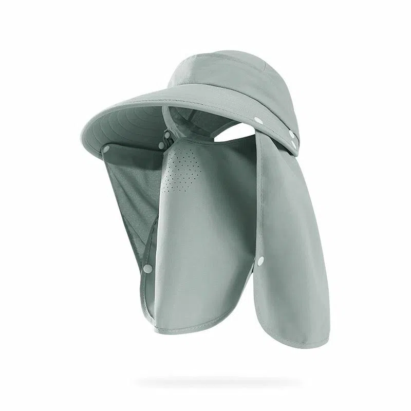 啄木鸟 全方位大帽檐遮阳帽子女户外防紫外线骑行遮脸面罩披肩防护脖颈背可拆卸太阳帽男 聚酯纤维 防晒帽 男女同款情侣款 采茶帽