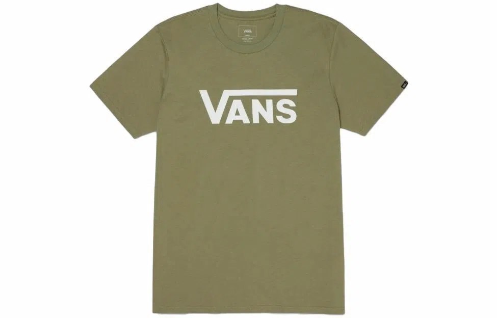 Vans Letter Print Crew Neck T-Shirt Green